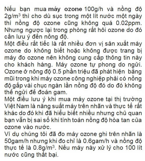 hòa tan ozone vào nước